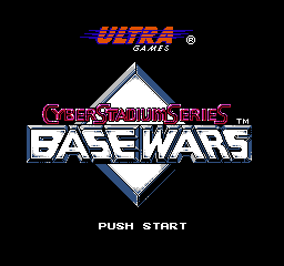 Cyberstadium Series Base Wars title screen for NES